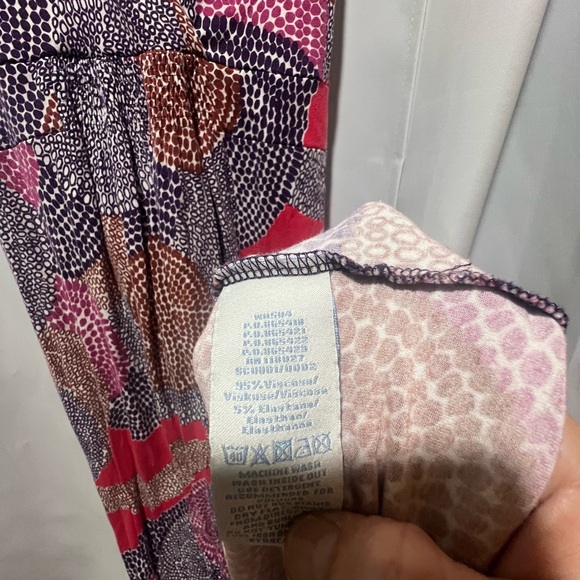 BodenAbstract Print Maxi Dress Red Navy Brown Size 12 - Picture 5 of 5